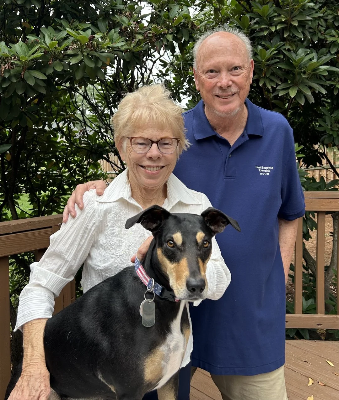 John and Maureen Snook with their rescue dog Luxie